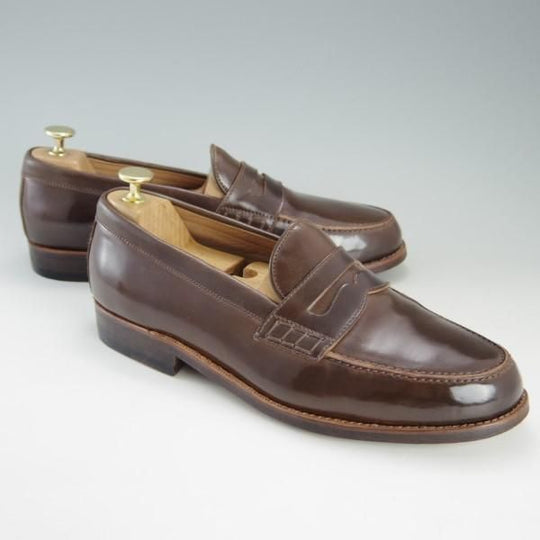 美品★(独)ハインリッヒ・ディンケラッカー SIZE 8.5【定価￥148,500-★茶/コードバン】WEIN/コインローファー/Heinrich Dinkelacker★e587