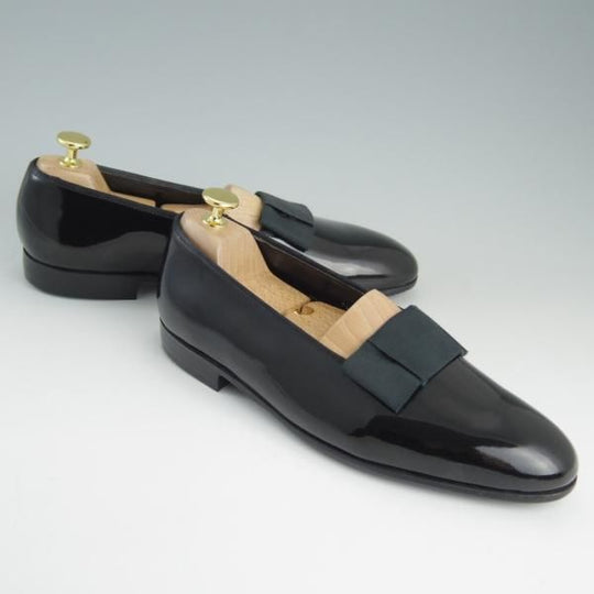 美品★クロケット&ジョーンズ 6E【定価￥68,200-★オペラパンプス/PUMP】302ラスト/パテント/エナメル/黒/メンズ/Crockett&Jones★e590