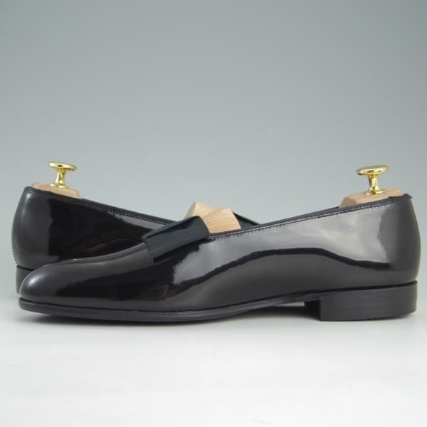 美品★クロケット&ジョーンズ 6E【定価￥68,200-★オペラパンプス/PUMP】302ラスト/パテント/エナメル/黒/メンズ/Crockett&Jones★e590