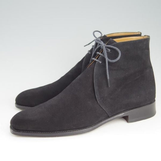 極上★(スペイン製)MEERMIN/メルミン SIZE 7.5【グッドイヤーウェルテッド製法★25011/チャッカブーツ】スエード/黒/メンズ★e592