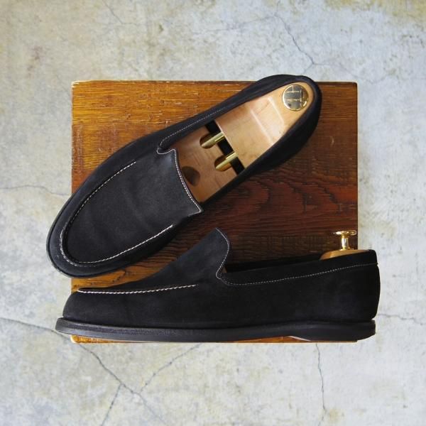 極上★ジョンロブ 7E【★ローファー/CHESTER】6000ラスト/スリッポン/スエード/黒/メンズ/JOHN LOBB★e595