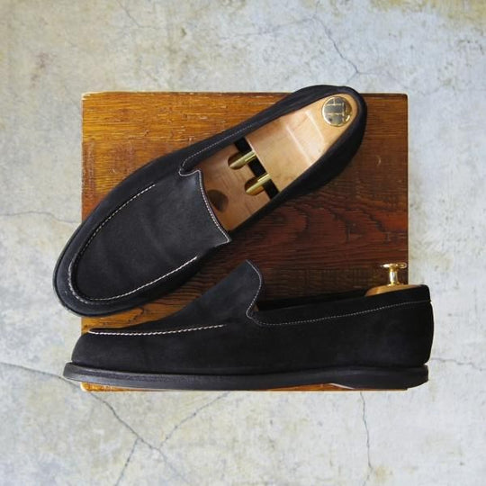 極上★ジョンロブ 7E【★ローファー/CHESTER】6000ラスト/スリッポン/スエード/黒/メンズ/JOHN LOBB★e595