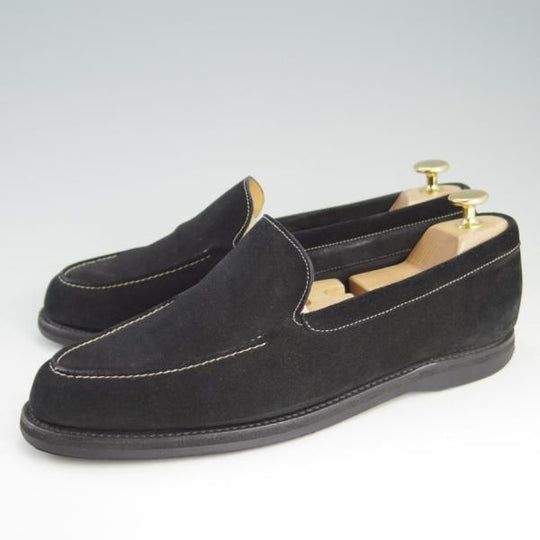 極上★ジョンロブ 7E【★ローファー/CHESTER】6000ラスト/スリッポン/スエード/黒/メンズ/JOHN LOBB★e595