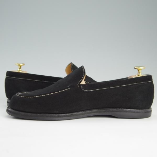 極上★ジョンロブ 7E【★ローファー/CHESTER】6000ラスト/スリッポン/スエード/黒/メンズ/JOHN LOBB★e595