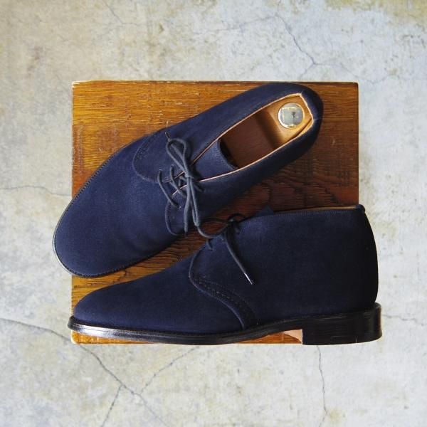 美品★トリッカーズ SIZE 6【貴重★ドレスライン/St James Collection】5156/チャッカブーツ/スエード/紺/メンズ/Tricker's★e596