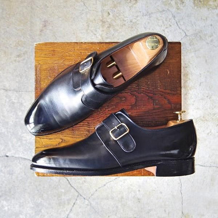 極上★クロケット&ジョーンズ UK7.5/US8D【★(米)ラルフローレン別注/POLO Ralph Lauren】モンクストラップ/黒/メンズ/Crockett&Jones★e597