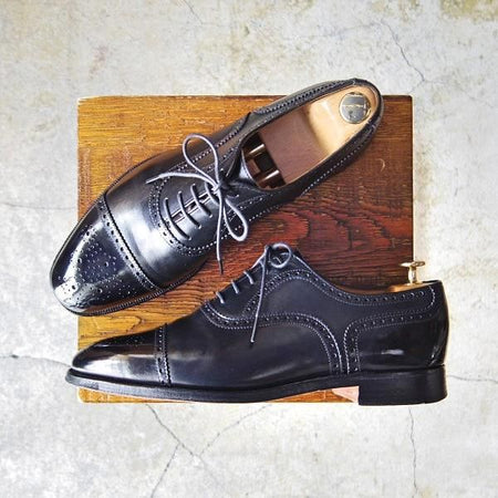 極上★(英)アルフレッド・サージェント製 UK8/US8.5D【★ブルックスブラザーズ別注/Peal&co】セミブローグ/黒/Alfred Sargent★e601