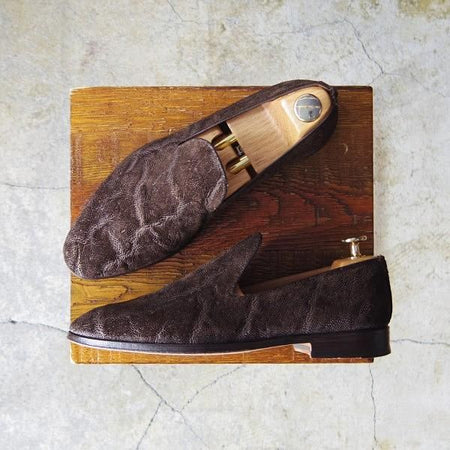 美品★(伊)F.LLIジャコメッティ SIZE 39(UK6程度)【定価￥143,000-★象革/エレファントレザー】FG417/ローファー/濃茶/Giacometti★e602