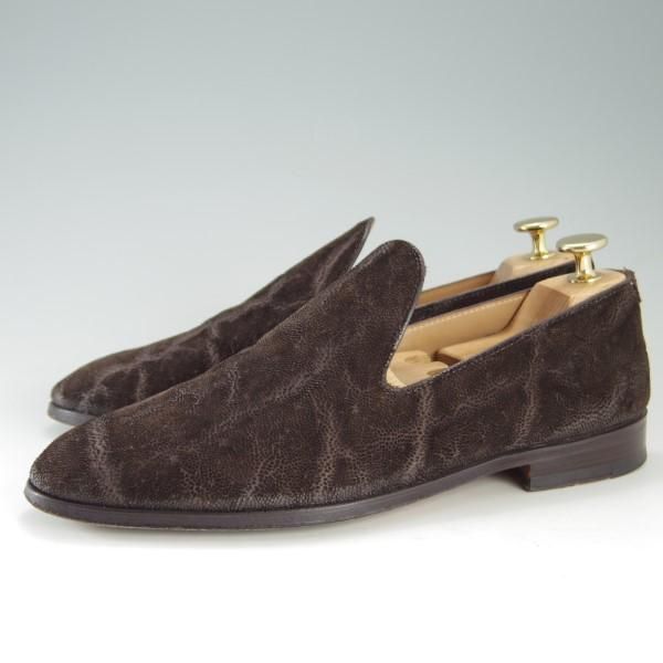 美品★(伊)F.LLIジャコメッティ SIZE 39(UK6程度)【定価￥143,000-★象革/エレファントレザー】FG417/ローファー/濃茶/Giacometti★e602