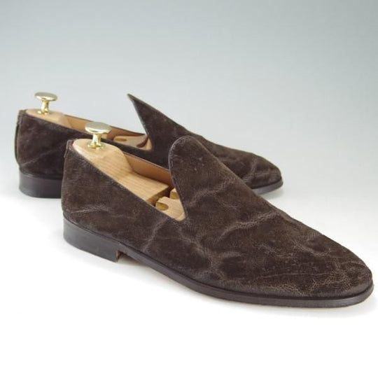 美品★(伊)F.LLIジャコメッティ SIZE 39(UK6程度)【定価￥143,000-★象革/エレファントレザー】FG417/ローファー/濃茶/Giacometti★e602