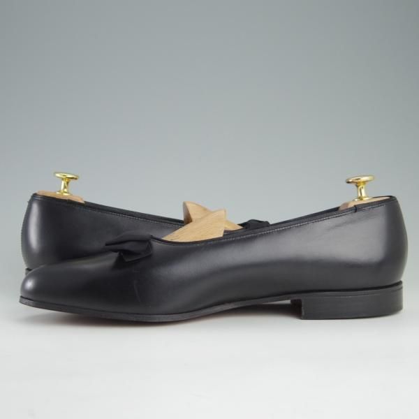 未使用★クロケット&ジョーンズ 9EX【★オペラパンプス】リボンローファー/カーフ/黒/メンズ/Crockett&Jones★e603