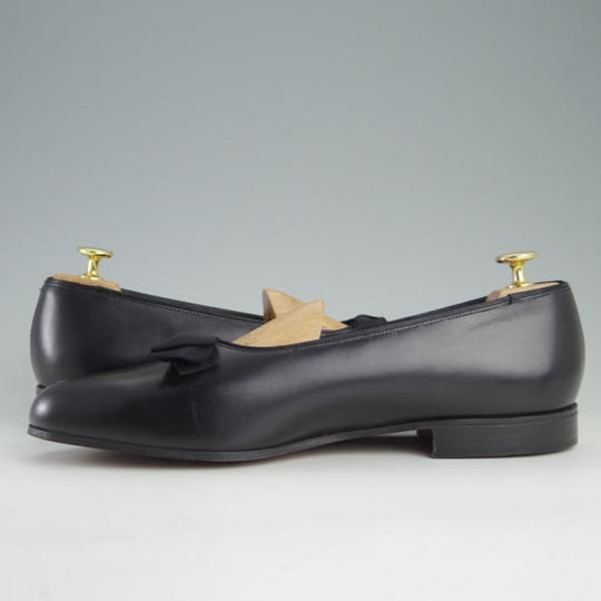 未使用★クロケット&ジョーンズ 9EX【★オペラパンプス】リボンローファー/カーフ/黒/メンズ/Crockett&Jones★e603