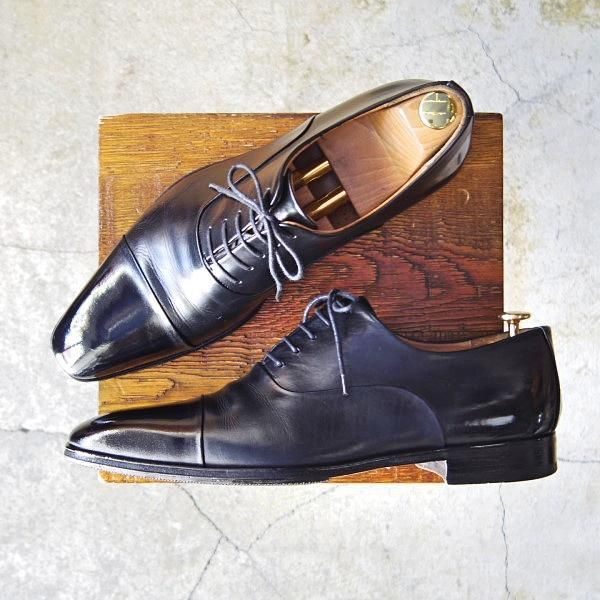 美品★(スペイン製)マグナーニ SIZE 42【★ボロネーゼ製法/ストレートチップ】9967/カーフ/黒/メンズ/MAGNANNI★e631