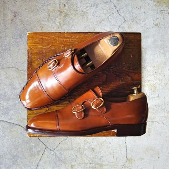 極上★(伊)ストール・マンテラッシ SIZE 6【貴重★グッドイヤーウェルテッド製法/ダブルモンク】カーフ/茶/SUTOR MANTELLASSI★e640