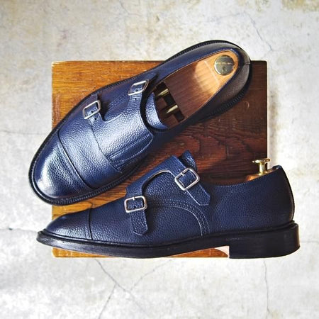 極上★トリッカーズ SIZE 8.5【モデル定価￥81,000-★ダブルモンク/Rufus】7824/スコッチグレイン/ネイビー/紺/メンズ/Tricker's★e647