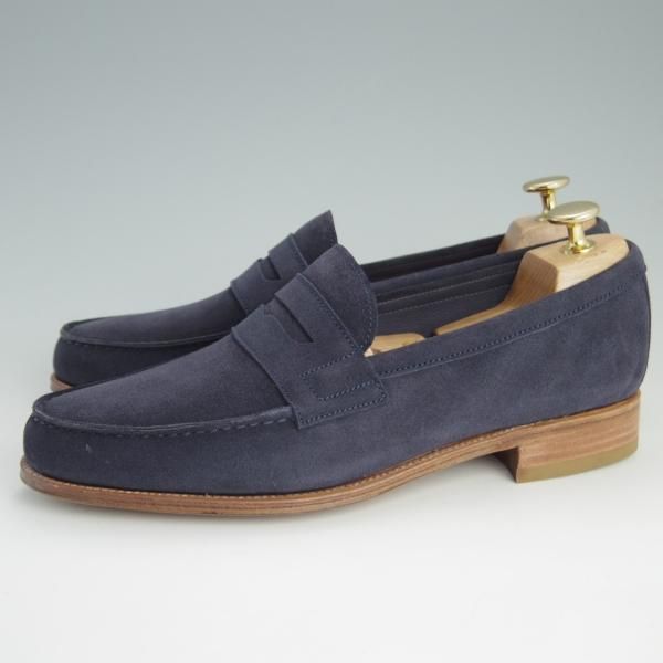 未使用★(スペイン製)カルミナ SIZE 6.5【定価￥61,600-★コインローファー/80579】GENOVAラスト/ANTE/スエード/紺/メンズ/CARMINA★e658