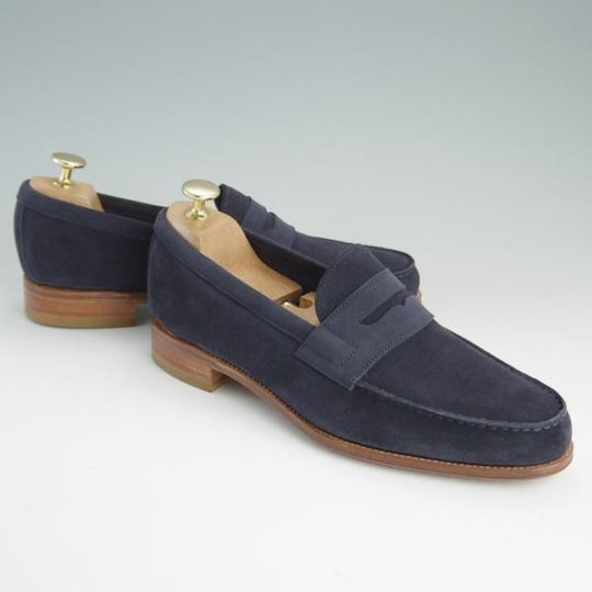 未使用★(スペイン製)カルミナ SIZE 6.5【定価￥61,600-★コインローファー/80579】GENOVAラスト/ANTE/スエード/紺/メンズ/CARMINA★e658