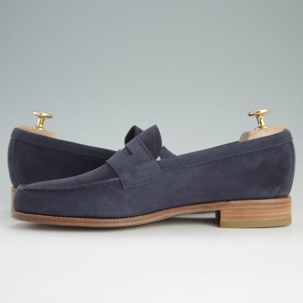 未使用★(スペイン製)カルミナ SIZE 6.5【定価￥61,600-★コインローファー/80579】GENOVAラスト/ANTE/スエード/紺/メンズ/CARMINA★e658