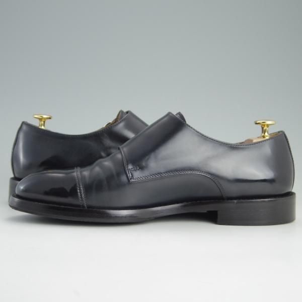 極美品★(伊)Doucal's/デュカルス SIZE 40.5【定価5万円程度★ブラックラピド製法/65021】ダブルモンク/ポリッシュレザー/黒★e660
