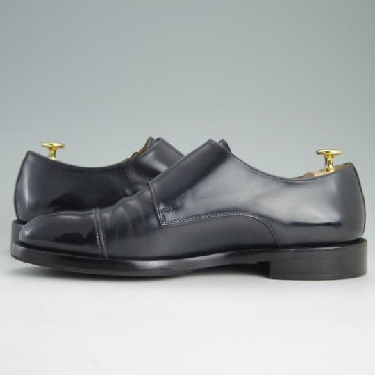 極美品★(伊)Doucal's/デュカルス SIZE 40.5【定価5万円程度★ブラックラピド製法/65021】ダブルモンク/ポリッシュレザー/黒★e660