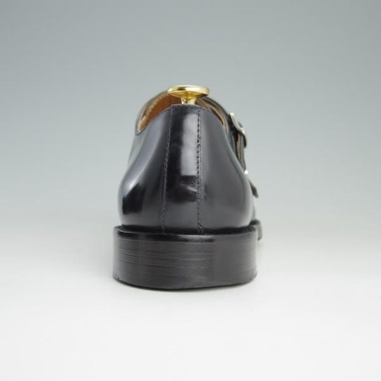 極美品★(伊)Doucal's/デュカルス SIZE 40.5【定価5万円程度★ブラックラピド製法/65021】ダブルモンク/ポリッシュレザー/黒★e660