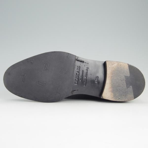 極美品★(伊)Doucal's/デュカルス SIZE 40.5【定価5万円程度★ブラックラピド製法/65021】ダブルモンク/ポリッシュレザー/黒★e660