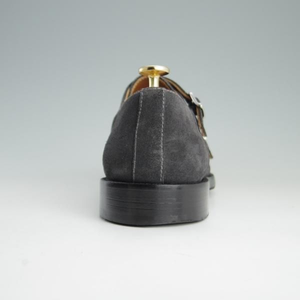 美品★(伊)Doucal's/デュカルス SIZE 40.5【定価5万円程度★ブラックラピド製法/65021】ダブルモンク/VISONE/スエード/灰★e661