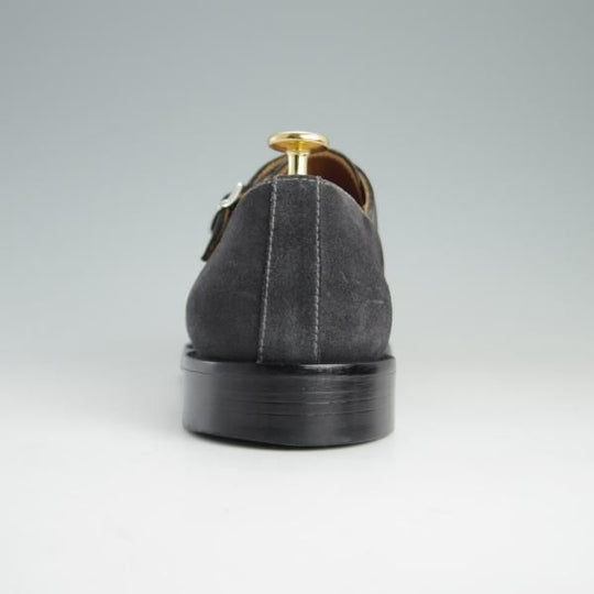 美品★(伊)Doucal's/デュカルス SIZE 40.5【定価5万円程度★ブラックラピド製法/65021】ダブルモンク/VISONE/スエード/灰★e661