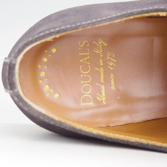 美品★(伊)Doucal's/デュカルス SIZE 40.5【定価5万円程度★ブラックラピド製法/65021】ダブルモンク/VISONE/スエード/灰★e661