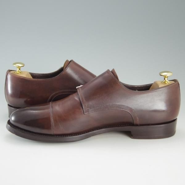 美品★(伊)サントーニ SIZE 8【上級★グッドイヤーウェルテッド製法】8911-49/ダブルモンク/カーフ/濃茶/メンズ/Santoni★e649