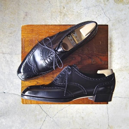 新品★(銀座)MARQUESS/マーキス UK6程度【オーダー合計価格￥380,600〜★ビスポーク品/シューツリー付き】フルブローグ/カーフ/黒★e651