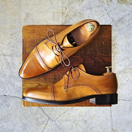 ★(伊)ブランキーニ・カルツォレリア(レディース) SIZE 37程度【最上級ライン★BRANCHINI CALZOLERIA】セミブローグ/カーフ/薄茶★e667