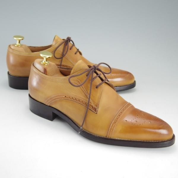 ★(伊)ブランキーニ・カルツォレリア(レディース) SIZE 37程度【最上級ライン★BRANCHINI CALZOLERIA】セミブローグ/カーフ/薄茶★e667