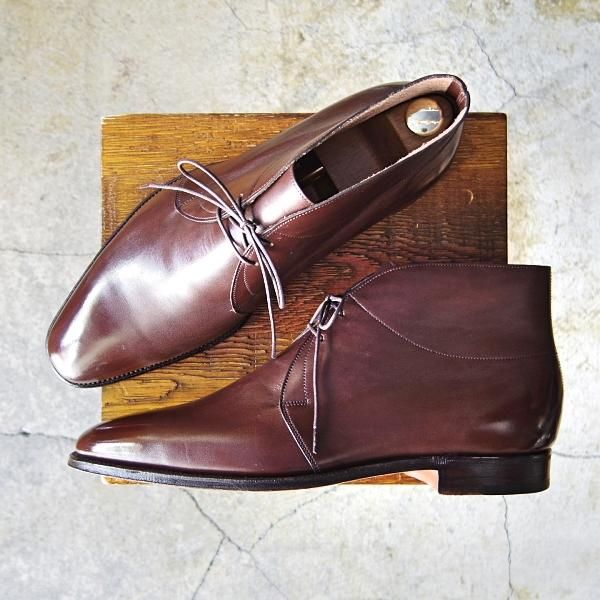 美品★ジョンロブ 8.5E【定価￥264,000-★ROMSEY/ロムゼイ】8000ラスト/チャッカブーツ/カーフ/茶/メンズ/JOHN LOBB★e669