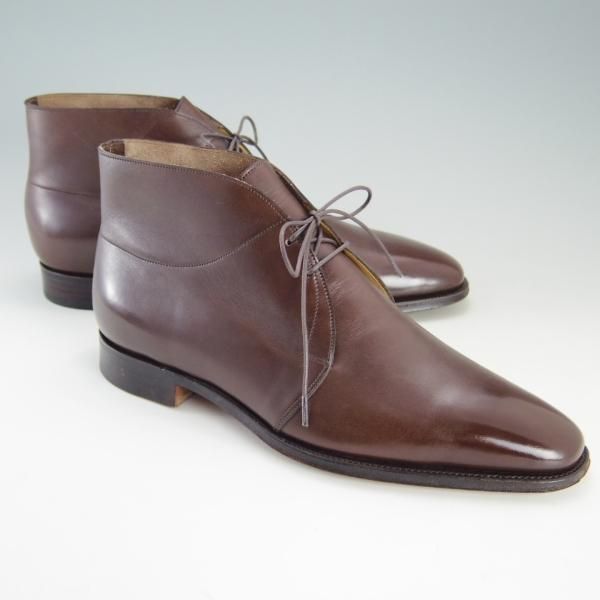 美品★ジョンロブ 8.5E【定価￥264,000-★ROMSEY/ロムゼイ】8000ラスト/チャッカブーツ/カーフ/茶/メンズ/JOHN LOBB★e669