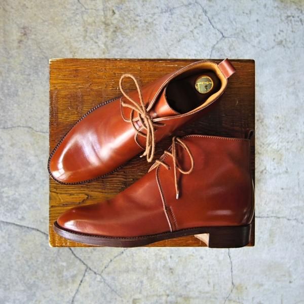 極上★(伊製)HERMES/エルメス(レディース) SIZE 36.5【ブラックラピド製法★チャッカブーツ】ジョージブーツ/カーフ/茶★e674