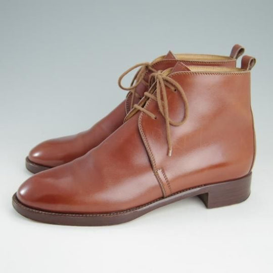 極上★(伊製)HERMES/エルメス(レディース) SIZE 36.5【ブラックラピド製法★チャッカブーツ】ジョージブーツ/カーフ/茶★e674