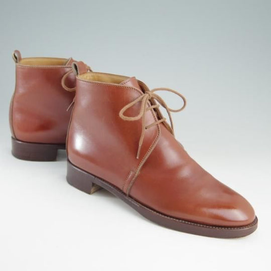 極上★(伊製)HERMES/エルメス(レディース) SIZE 36.5【ブラックラピド製法★チャッカブーツ】ジョージブーツ/カーフ/茶★e674