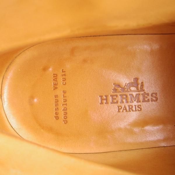 極上★(伊製)HERMES/エルメス(レディース) SIZE 36.5【ブラックラピド製法★チャッカブーツ】ジョージブーツ/カーフ/茶★e674