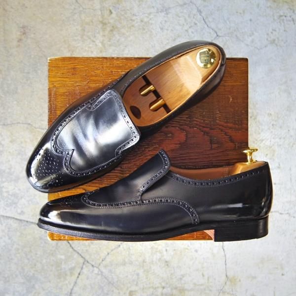 美品★クロケット&ジョーンズ UK8.5/US9E【★ブルックスブラザーズ別注/Peal&co】240ラスト/スリッポン/カーフ/メンズ/Crockett&Jones★e675