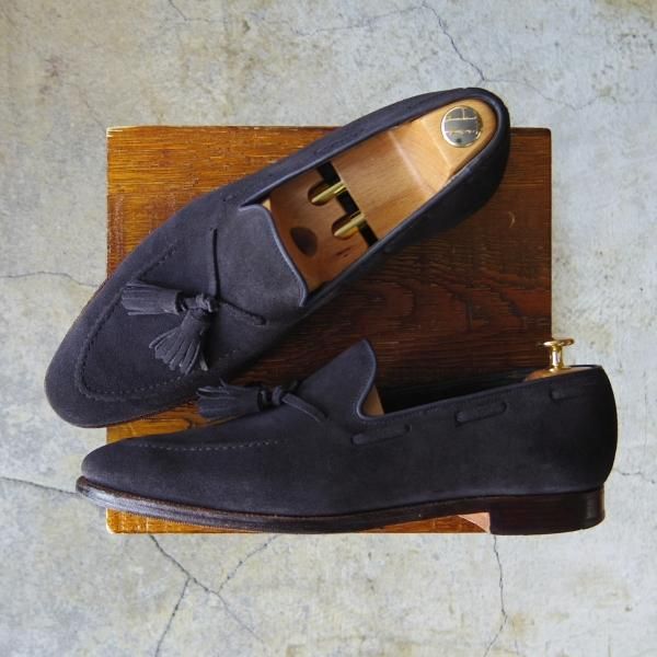 極上★クロケット&ジョーンズ 9E【★タッセルローファー/GUERNSEY】341ラスト/スエード/ネイビー/紺/メンズ/Crockett&Jones★e676