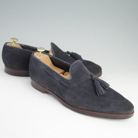 極上★クロケット&ジョーンズ 9E【★タッセルローファー/GUERNSEY】341ラスト/スエード/ネイビー/紺/メンズ/Crockett&Jones★e676