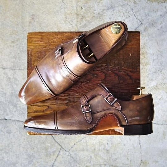 極上★(スペイン製)マグナーニ SIZE 39【★オパンケ/ボロネーゼ製法】18285/ダブルモンク/カーフ/茶系/MAGNANNI★e680