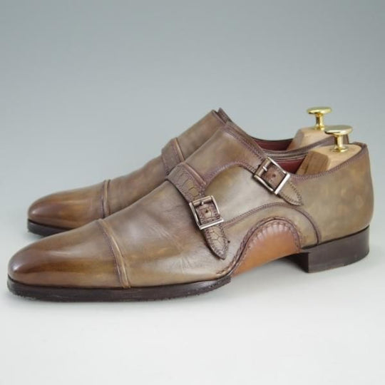 極上★(スペイン製)マグナーニ SIZE 39【★オパンケ/ボロネーゼ製法】18285/ダブルモンク/カーフ/茶系/MAGNANNI★e680