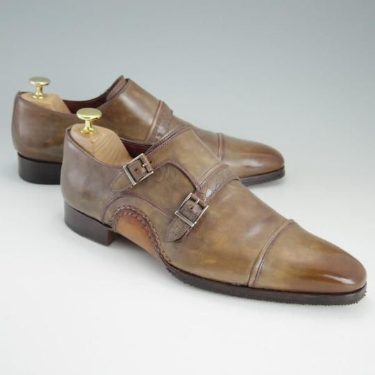 極上★(スペイン製)マグナーニ SIZE 39【★オパンケ/ボロネーゼ製法】18285/ダブルモンク/カーフ/茶系/MAGNANNI★e680