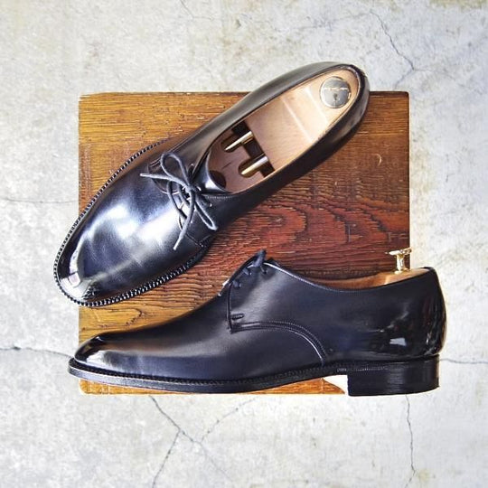 極上★チャーチ 75F/UK7.5【貴重★73ラスト/JERMYN】4都市ロゴ/プレーントゥ/Vフロント/カーフ/黒/メンズ/Church's★e681