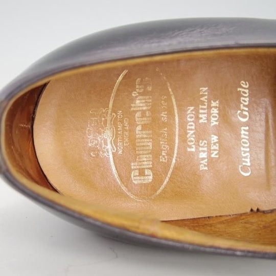 極上★チャーチ 75F/UK7.5【貴重★73ラスト/JERMYN】4都市ロゴ/プレーントゥ/Vフロント/カーフ/黒/メンズ/Church's★e681