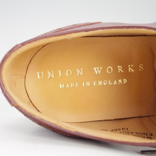 極美品★(英国製)ユニオンワークス SIZE 7【グッドイヤーウェルテッド製法★セミブローグ】茶/UNION WORKS★e685