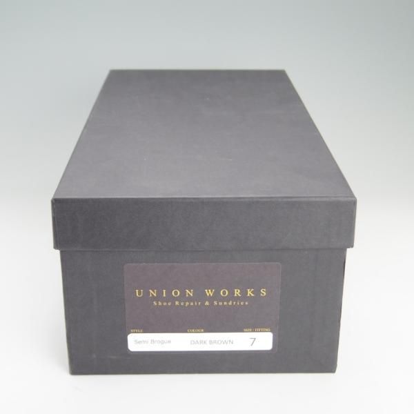 極美品★(英国製)ユニオンワークス SIZE 7【グッドイヤーウェルテッド製法★セミブローグ】茶/UNION WORKS★e685