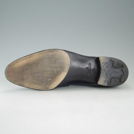 美品★ジョンロブ 7.5E【定価20万円以上★プレステージライン/EDWARD/7000ラスト】センターエラスティック/スエード/紺/JOHN LOBB★e687